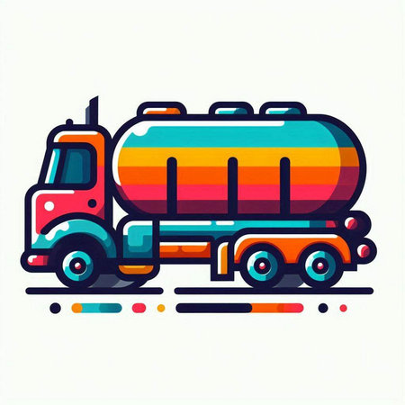 Truck with oil tank. Colorful vector illustration in flat styleのイラスト素材
