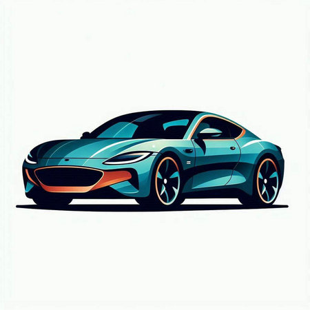 Sport car. Vector illustration of a sports car. Side view.