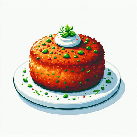 Illustration of a tasty fish cake on a white background. Vector illustration.