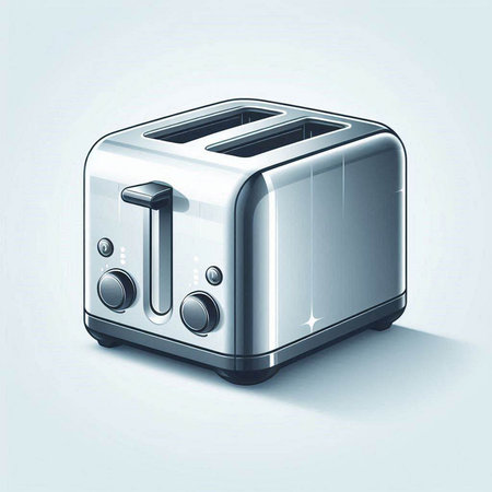 Toaster with toasts on white background. 3D illustration.
