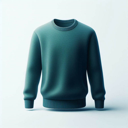 Dark green sweater on a white background. 3d render illustration.
