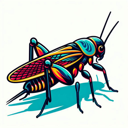 Illustration of a grasshopper on a white background - vector