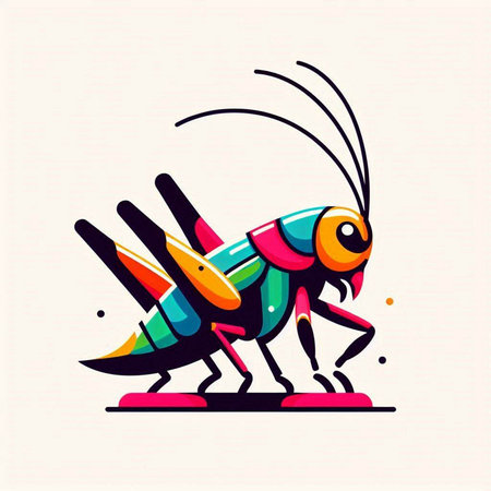 Colorful grasshopper icon. Vector illustration in flat cartoon style