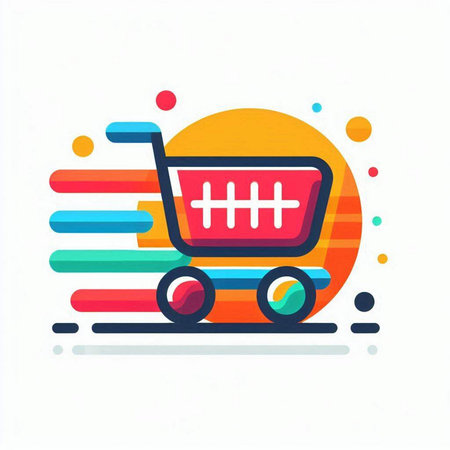 Shopping cart flat icon. Shopping cart vector colorful illustration. E-commerce symbol.のイラスト素材