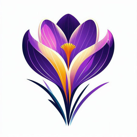 Beautiful crocus flower isolated on white background. Vector illustration.