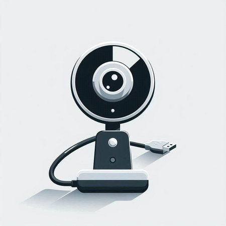 Webcam with USB cable on a white background. Vector illustration.