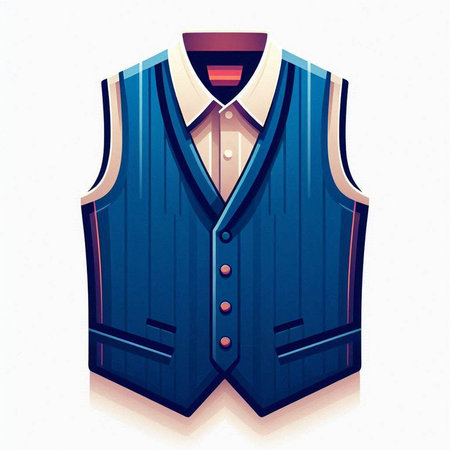 Vector illustration of a blue men's vest isolated on white background.のイラスト素材