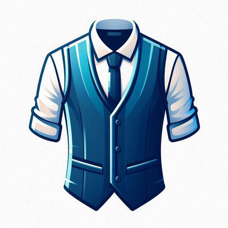 Illustration of a blue tuxedo on a white background.のイラスト素材