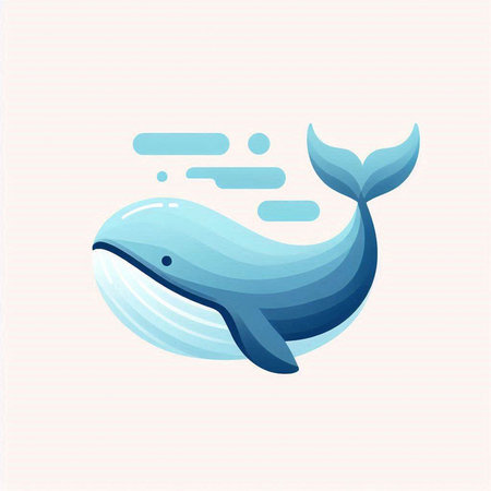Blue whale logo. Vector illustration. Isolated on white background.のイラスト素材