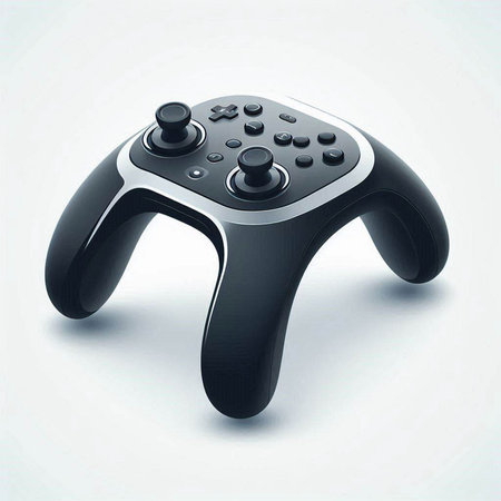 Black joystick on a white background. 3d rendering. Computer digital drawing.