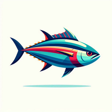 Tuna fish vector illustration. Seafood logo template. Vector illustration.のイラスト素材