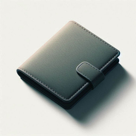 Black leather notebook isolated on white background. 3d render illustration.