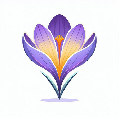 Illustration of a beautiful purple crocus flower on a white backgroundのイラスト素材