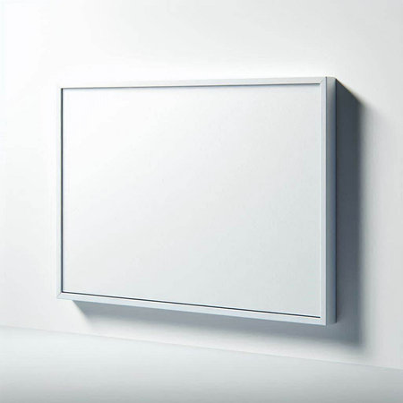 Blank picture frame on white wall. 3d render illustration.