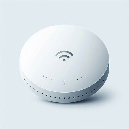 White wireless speaker icon isolated on grey background. 3d isometric vector illustration.