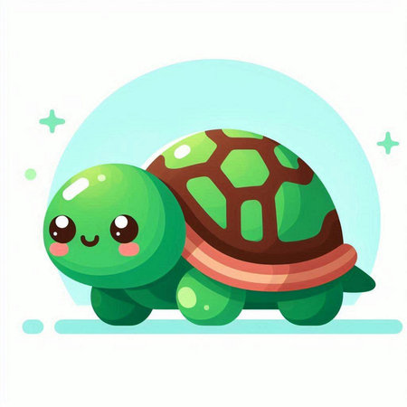 Cute cartoon turtle character. Vector illustration in a flat style.のイラスト素材