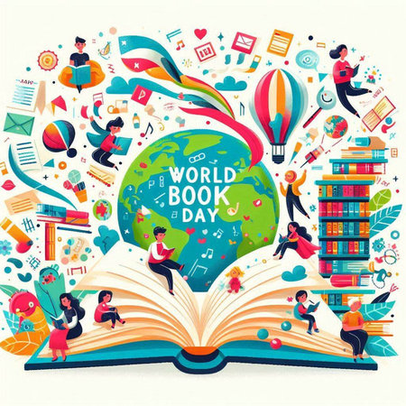 World Book Day. Flat design vector illustration. World Book Day concept.のイラスト素材