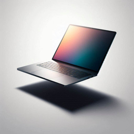 Laptop on white background with shadow, 3d render illustration.のイラスト素材