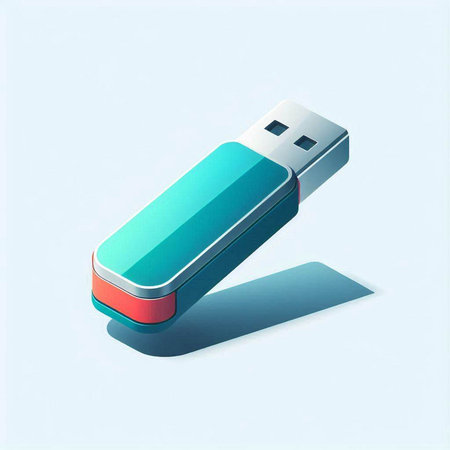 Usb flash drive on blue background. 3d render illustration.