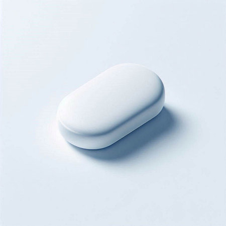 white pill on a white background, 3d illustration, square image