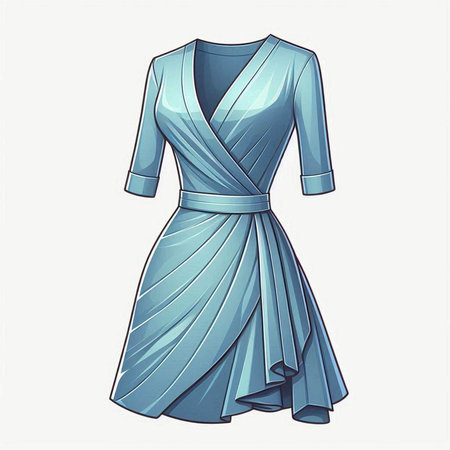 Blue evening dress on a mannequin. Vector illustration in sketch style.のイラスト素材