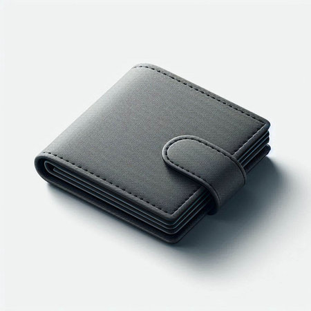 Black leather wallet isolated on a white background. 3d illustration.