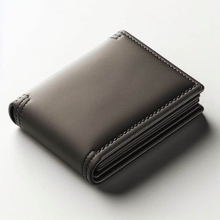 Black leather wallet isolated on white background. 3d render illustration.
