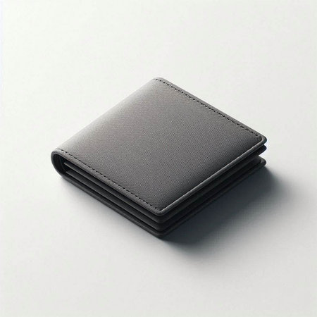 Black leather wallet isolated on white background. 3d render illustration.