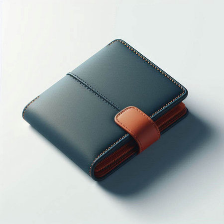 Leather wallet isolated on white background. 3d render illustration.