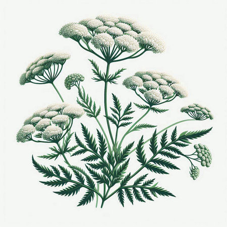 Achillea millefolium. Hand drawn illustration. Vector.