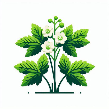 strawberry plant isolated on a white background. vector illustration.