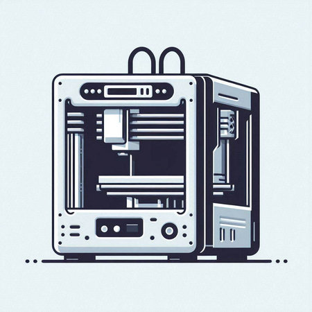 3d printer icon, 3d printing machine, vector illustration.