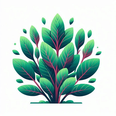 Illustration of green leaves on a white background, vector illustration.