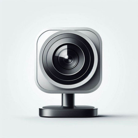 Black web camera isolated on white background. 3d render illustration.