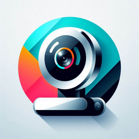 Webcam web icon on colorful background. Vector illustration. Eps 10