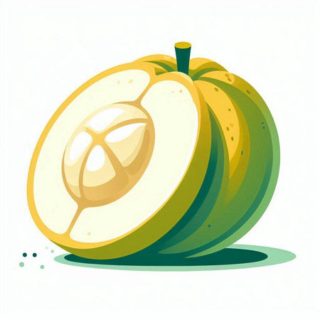 Illustration of a whole and half of a yellow melon.