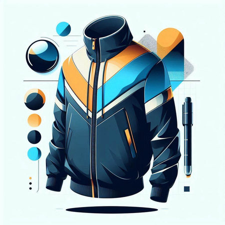 Jacket for winter sports. Vector illustration in the style of pop art.
