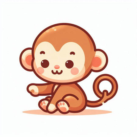 Cute cartoon monkey. Vector illustration isolated on a white background.
