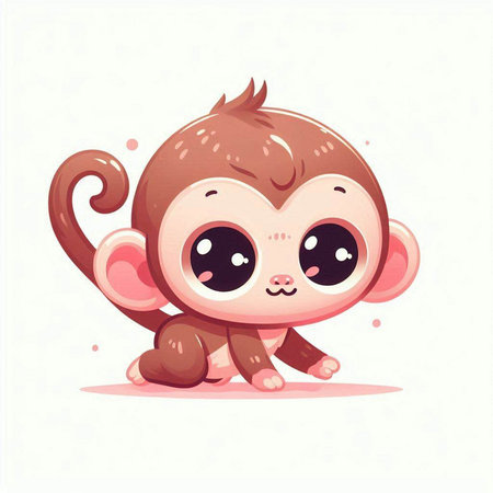 Cute cartoon monkey. Vector illustration isolated on a white background.