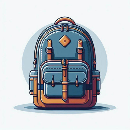 Vector illustration of a backpack on a white background. Cartoon style.
