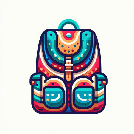 Colorful backpack, vector illustration, isolated on a white background.