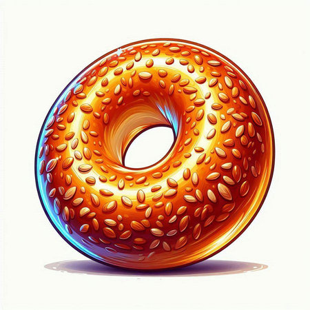 Glazed donut on white background, 3d render, square image