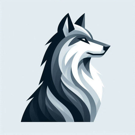 Vector illustration of a wolf head in the form of a stylized image.