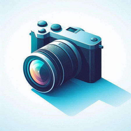 Digital camera icon. 3d vector illustration. Can be used as a web site background.