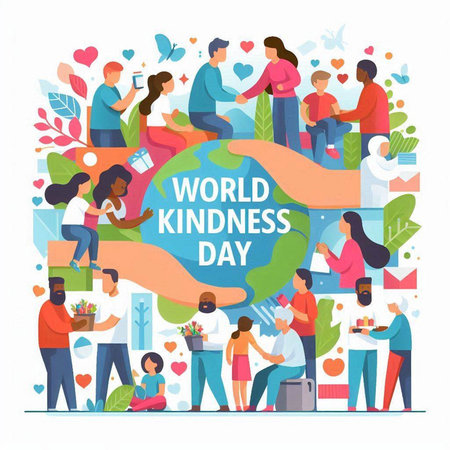 World Kindness Day concept. Flat vector illustration. World Kindness Day concept for banner, website design or landing web pageのイラスト素材
