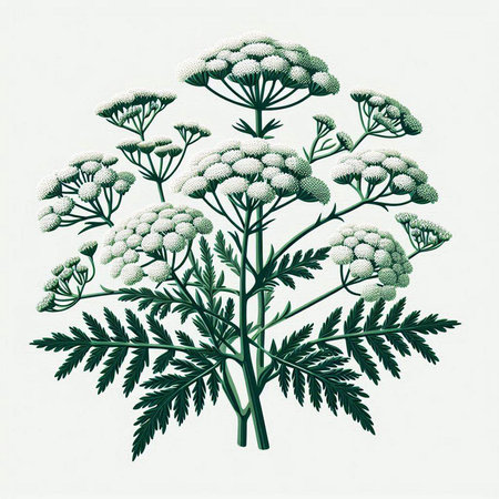 Achillea millefolium plant, vintage engraved illustration.
