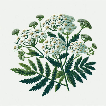 Yarrow (Achillea millefolium). Hand drawn vector illustration.