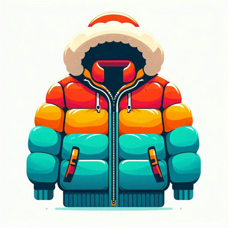 Winter jacket. Vector illustration in cartoon style. Isolated on white background.のイラスト素材
