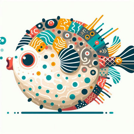 Cute fish with abstract ornament. Vector illustration for your design.