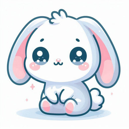 Cute cartoon bunny on a white background. Vector illustration for children.